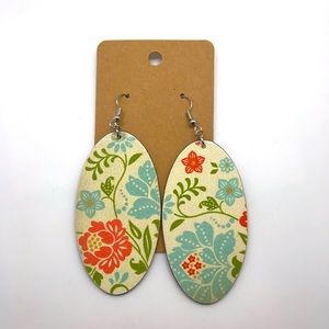 Handmade Lightweight Wood Decoupage Floral Earrings
